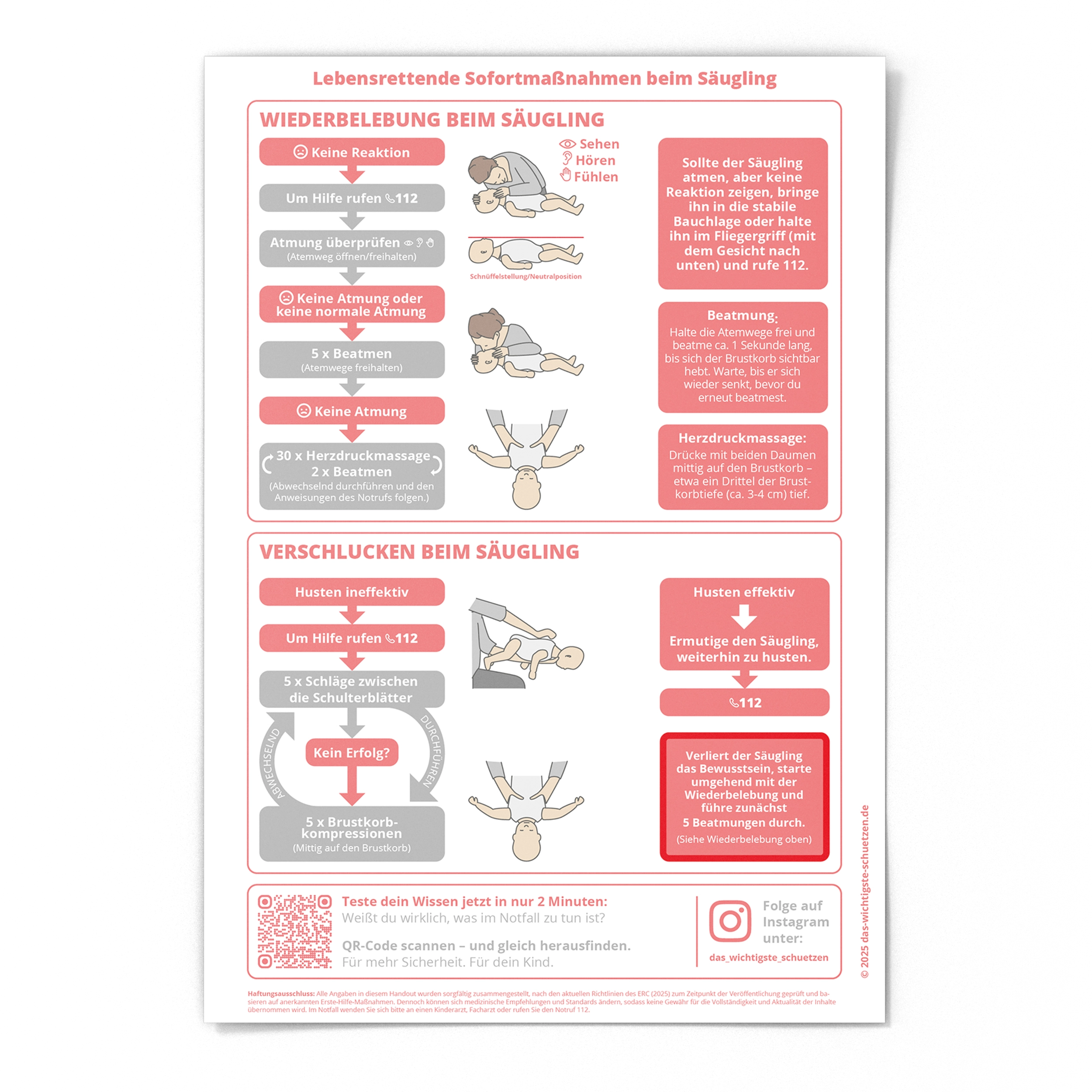 Handout lebensrettende Sofortmaßnahmen beim Baby
