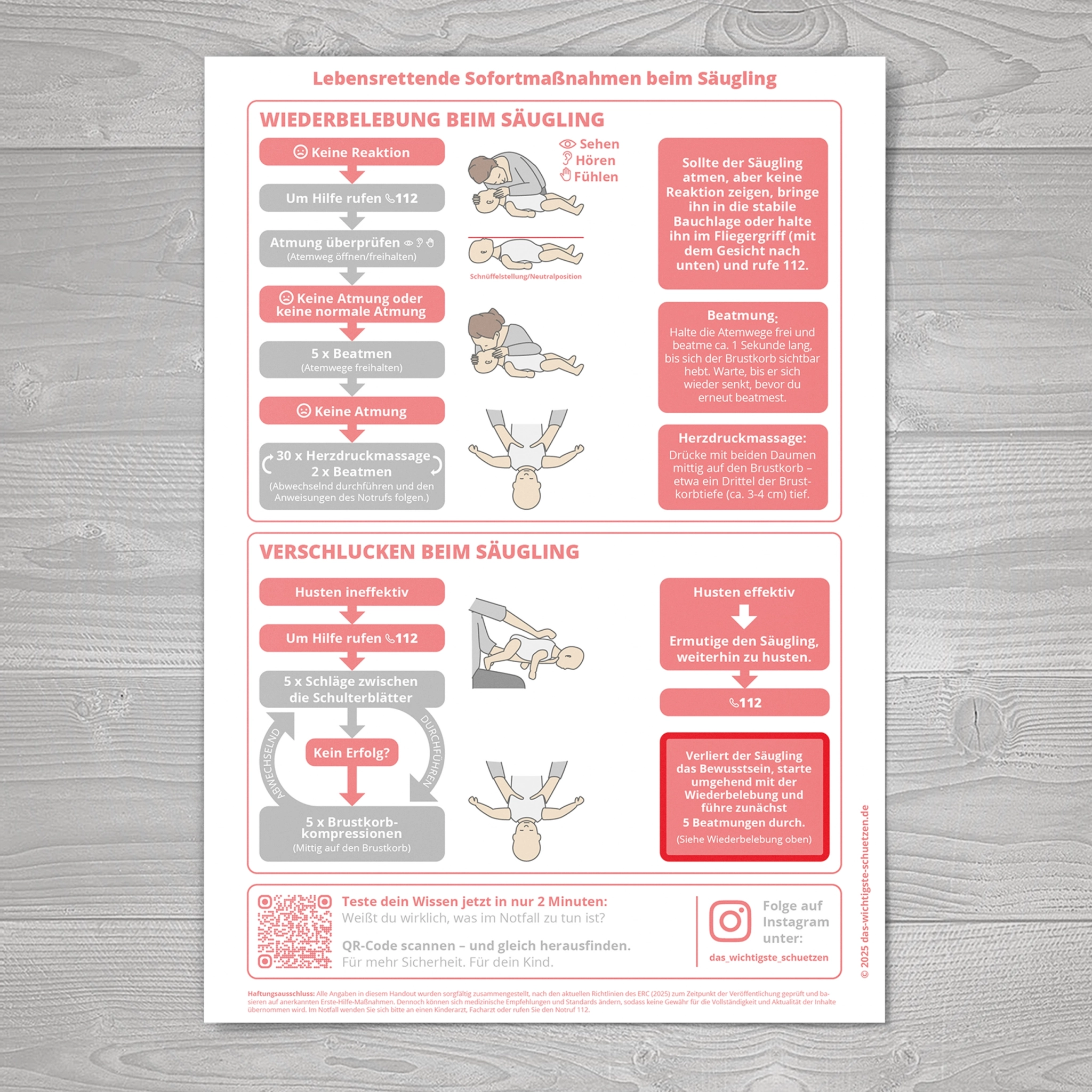 Handout lebensrettende Sofortmaßnahmen beim Baby