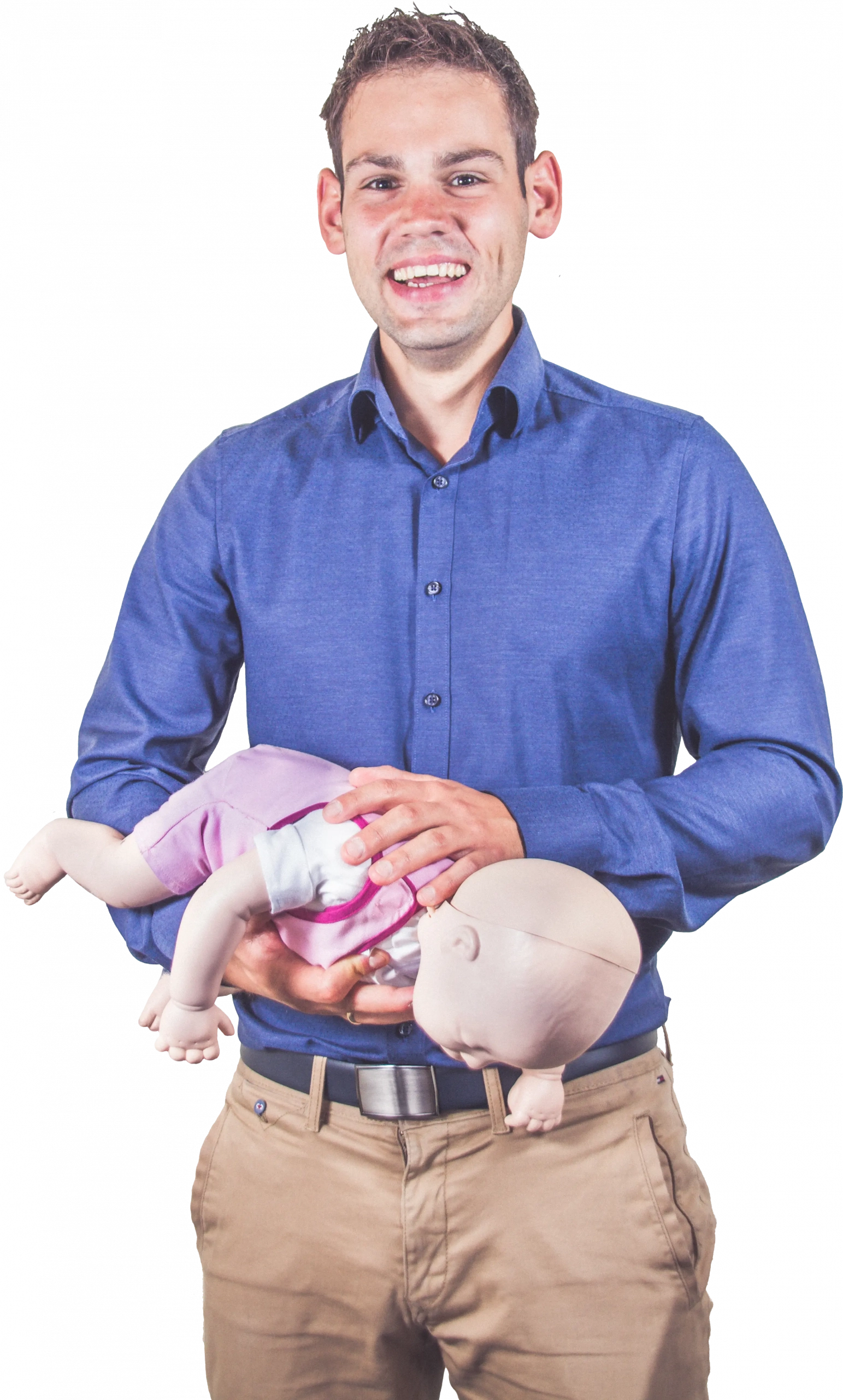 Maximilian Steinhöfer mit Übungspuppe